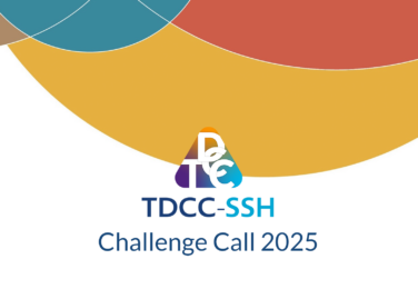 A decorative image with the TDCC-SSH logo, reading "Challenge Call 2025" under some rounded, colored shapes.