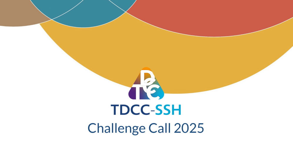 A decorative image with the TDCC-SSH logo, reading "Challenge Call 2025" under some rounded, colored shapes.