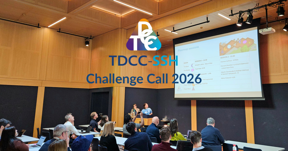 A banner image showing a photo from last year's event (audience looking at two presenters in a modern, wood paneled conference room), overlayed with the TDCC-SSH logo and reading "Challenge Call 2026"