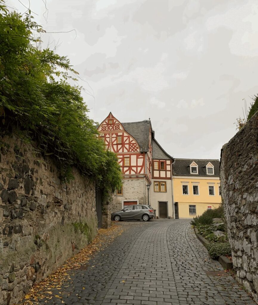 A quiet street in the town of Limburg an der Lahn, Germany