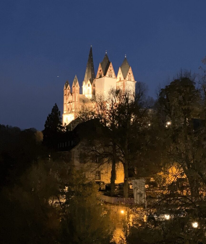 A night view of the castle in the town of Limburg an der Lahn, Germany